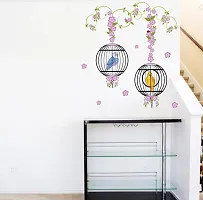 Lakshit Enterprises Birds in Cage with Flowers Wall Sticker Multicolor PVC Vinyl 83x90 Cm-thumb2