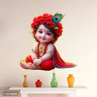 Cute Krishna Baby in Red Dress Pvc Vinyl Wall Sticker-thumb3