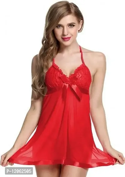 Stylish Red Net Babydolls For Women-thumb0