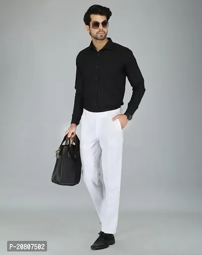 JEENAY Classic Men's Formal Pants/Formal Slim Fit Trousers | Formal Office Pants |White-thumb4
