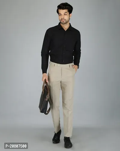 JEENAY Classic Men's Formal Pants/Formal Slim Fit Trousers | Formal Office Pants |Beige-thumb4