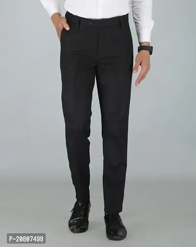 JEENAY Classic Men's Formal Pants/Formal Slim Fit Trousers | Formal Office Pants |Black-thumb0