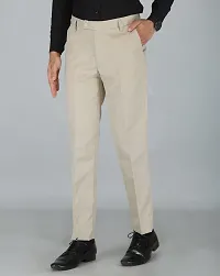 JEENAY Classic Men's Formal Pants/Formal Slim Fit Trousers | Formal Office Pants |Beige-thumb1