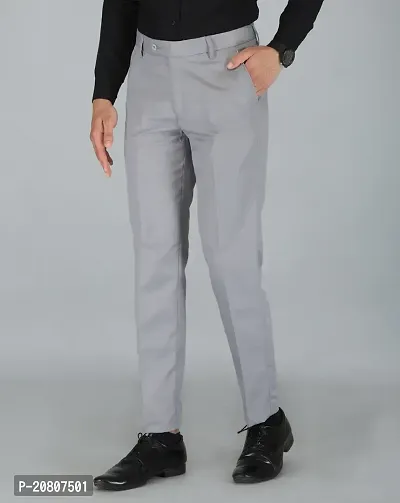 JEENAY Classic Men's Formal Pants/Formal Slim Fit Trousers | Formal Office Pants |Lt Grey-thumb4
