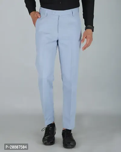JEENAY Classic Men's Formal Pants/Formal Slim Fit Trousers | Formal Office Pants |Sky Blue-thumb0