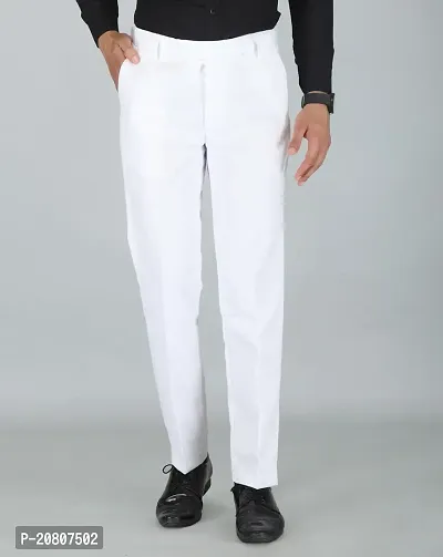 JEENAY Classic Men's Formal Pants/Formal Slim Fit Trousers | Formal Office Pants |White-thumb0