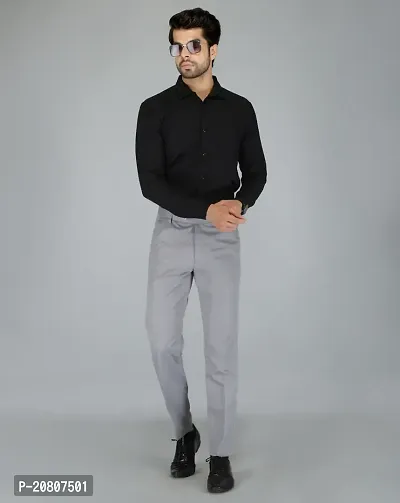 JEENAY Classic Men's Formal Pants/Formal Slim Fit Trousers | Formal Office Pants |Lt Grey-thumb3