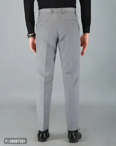 JEENAY Classic Men's Formal Pants/Formal Slim Fit Trousers | Formal Office Pants |Lt Grey-thumb2