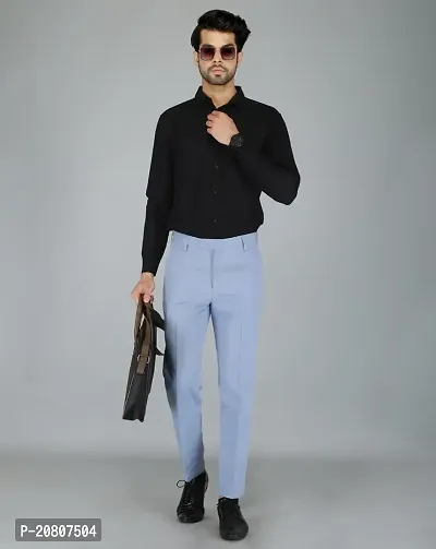 JEENAY Classic Men's Formal Pants/Formal Slim Fit Trousers | Formal Office Pants |Sky Blue-thumb4