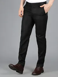 Black Polyester Mid Rise Formal Trousers for men-thumb1