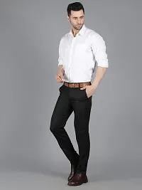 Black Polyester Mid Rise Formal Trousers for men-thumb3