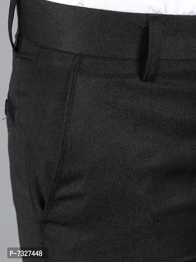 Black Polyester Mid Rise Formal Trousers for men-thumb5