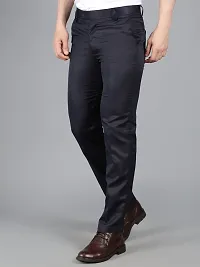 Black Polyester Mid Rise Formal Trousers For Men Pack of 2-thumb4