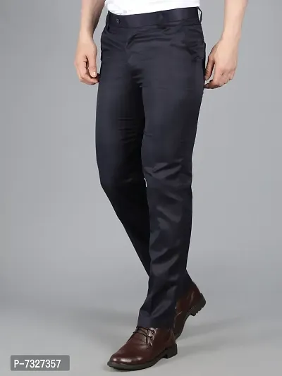 Black Polyester Mid Rise Formal Trousers For Men Pack of 2-thumb5
