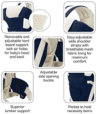 Kids 4-in-1 Adjustable Baby Carrier Cum Kangaroo Bag/Honeycomb Texture Baby Carry Sling/Back/Front Carrier for Baby with Safety Belt and Buckle Straps (Blue) - Pack of 1-thumb1