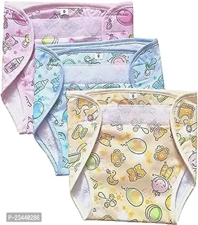 Baby Kids Soft PVC (Plastic) Diaper Joker Padded Baby Nappy Panty Training Pants with Inner  Outer Soft Plastic Reusable  Waterproof - Pack of 3pc , Free-Size-thumb0