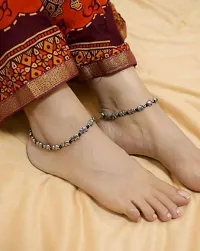 Stylish Womens Elephant Anklet with Oxidised Beads (Pair of 2)-thumb1