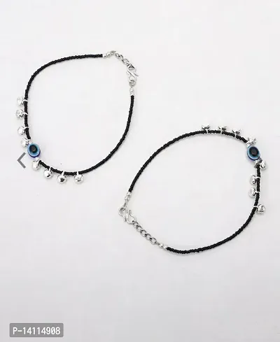 Stylish Womens Ghungroo/Ghughari Anklet with Oxidised Beads (Pair of 2)-thumb4