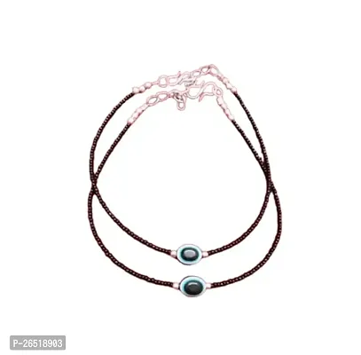 AGASTYA Stylish Women's Evil Eye Anklet with Oxidised Beads/Nazariya Anklet (Pair of 2)