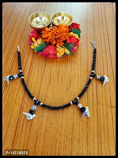 Stylish Womens Bird Anklet with Oxidised Beads