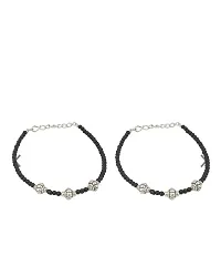 Stylish Womens Flower Anklet with Oxidised Beads (Pair of 2)-thumb2