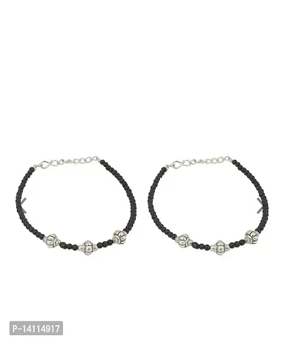 Stylish Womens Flower Anklet with Oxidised Beads (Pair of 2)-thumb3