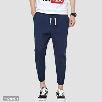 Men's Latest Trendy Track Pants and Lowers (L, Navy Blue)-thumb0