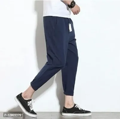 Men's Latest Trendy Track Pants and Lowers (L, Navy Blue)-thumb2