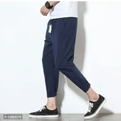 Men's Latest Trendy Track Pants and Lowers (L, Navy Blue)-thumb4