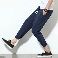 Men's Latest Trendy Track Pants and Lowers (L, Navy Blue)-thumb2