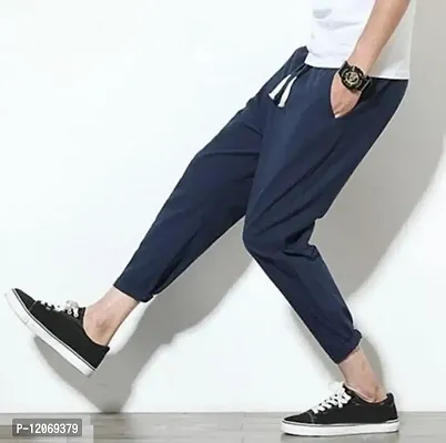 Men's Latest Trendy Track Pants and Lowers (L, Navy Blue)-thumb3