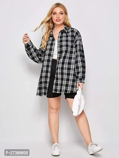 Fancy Cotton Blend Checked Shirt For Women-thumb0