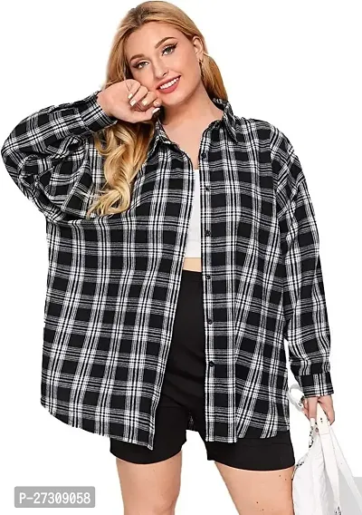 Fancy Cotton Blend Checked Shirt For Women-thumb3