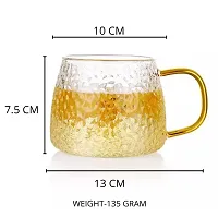 VIBEIN Golden Handle Glass Tea and Coffee Cup/Mug - Set of 1, Clear, 410ml-thumb2