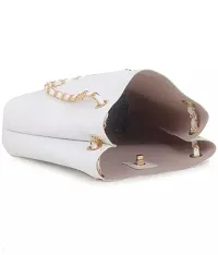 Stylish White PU Solid Handbags For Women-thumb1