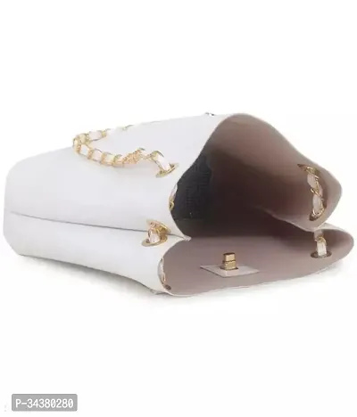 Stylish White PU Solid Handbags For Women-thumb2