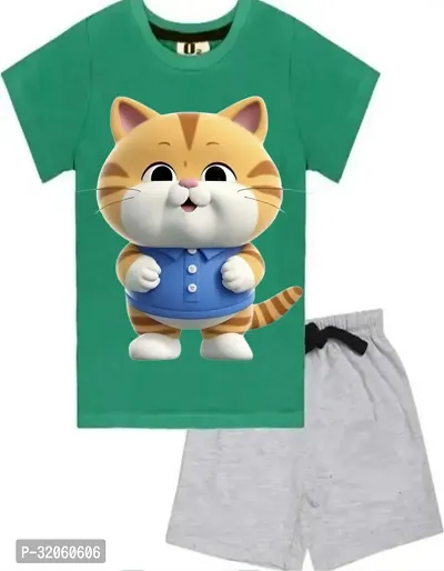 Elegant Polycotton Printed T-Shirts with Shorts For Boys-thumb0