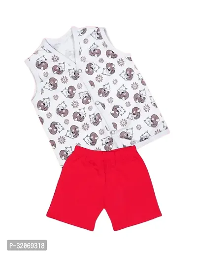 Fabulous White Cotton Printed Clothing Set For Boys-thumb0