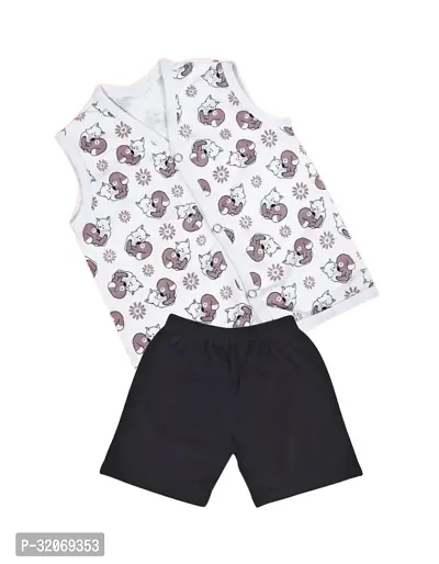 Fabulous White Cotton Printed Clothing Set For Boys-thumb0