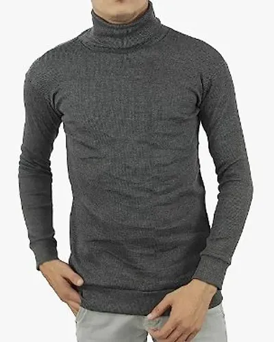 Ayvina Winter Wear High Neck Cotton Plain Full Sleeve Turtle Neck T Shirt for Men