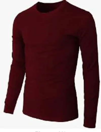 Stylish Solid High Neck Tees Full Sleeves Tshirt For Men