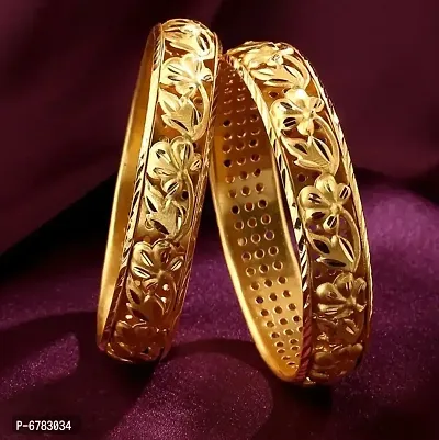 Beautiful 1Gram Gold plated Bangle Set for Women  Girls ndash; Set of 2-thumb0