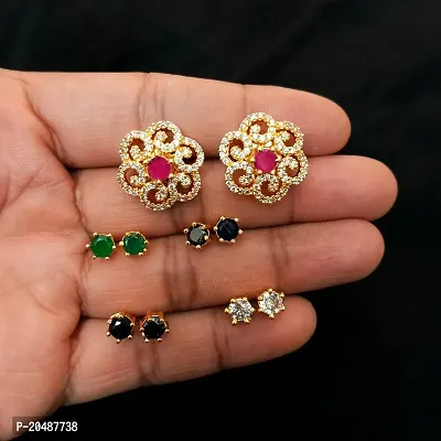 5 in 1 Colour Changeable AD Earring Set for Women  Girls ndash; 5 colour options with floral design