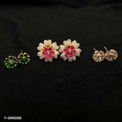 Detachable Colour Changeable AD Earring Set for Women  Girls ndash; 3 colour options with floral design