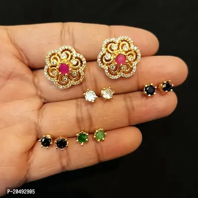 Detachable Colour Changeable AD Earring Set for Women  Girls ndash; 5 colour options with floral design