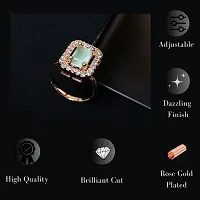 Rose Gold Plated with Light Green Stone - AD studded Finger Ring for Women  Girls-thumb2