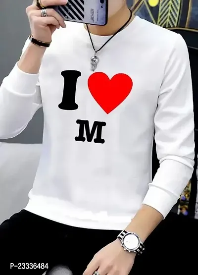 Elegant White Cotton Blend Printed Round Neck Tees For Men