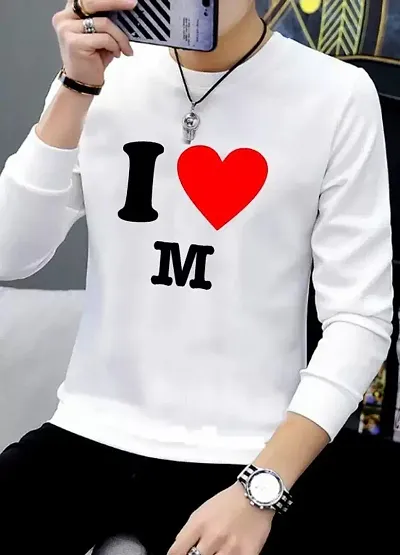 Stylish White Polyester Printed Round Neck Tees For Men