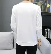 Trendywear Cotton Blend Stylish Printed Full Sleeve Round Neck Regular T-Shirt for Men (White)-thumb1