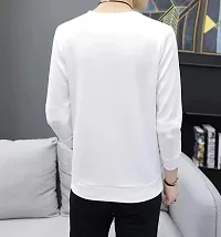Trendywear Cotton Blend Full Sleeve Round Neck Printed Regular T-Shirt for Men (White, M)-thumb1